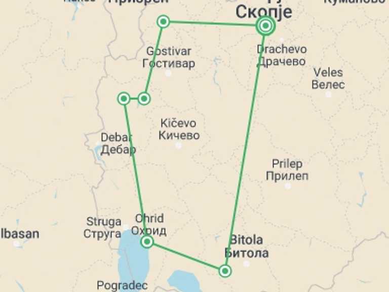 Map of Ohrid Tour with 6 destination visits for the trip: Macedonia Trails
