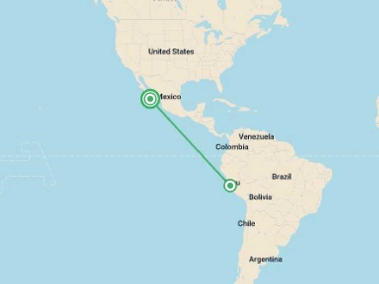 Map of 5-Day North America Tour with 3 destination visits for the trip: Mexico’s Cabo San Lucas: See & Experience it all in 5 days