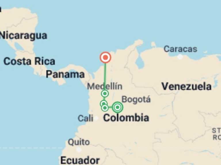 Map of a Local culture Tour with 5 destination visits for the trip: Cafe Colombia
