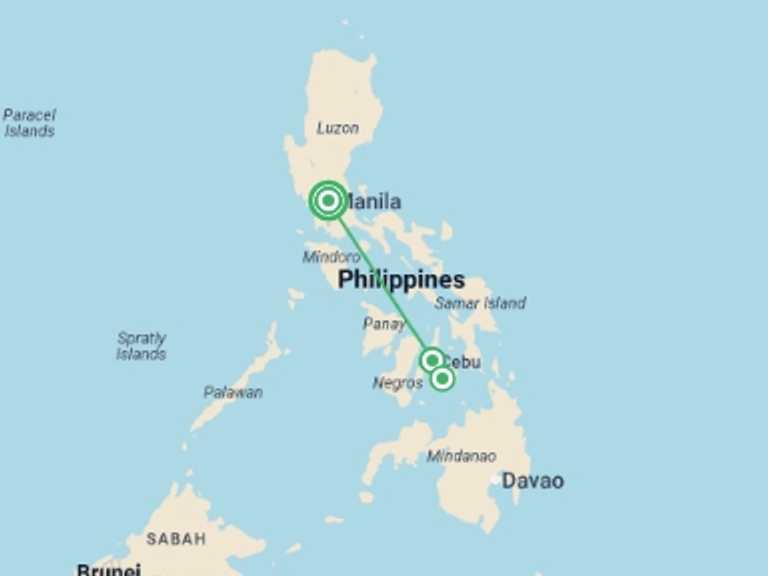 Map of a Chill out Tour with 3 destination visits for the trip: Best of the Philippines