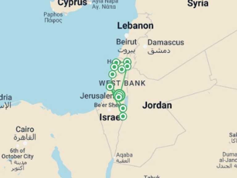 Map of Jerusalem Tour with 3 destination visits for the trip: Highlights Of Israel, German-speaking Guide
