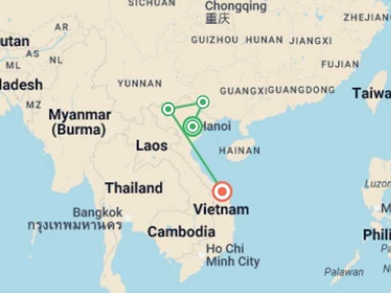 Map of Asia Tour with 4 destination visits for the trip: Signature Vietnam | In Fabric & Folklore
