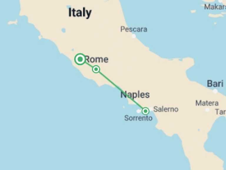 Map of Italy Chill out Tour with 3 destination visits for the trip: Marvellous Amalfi