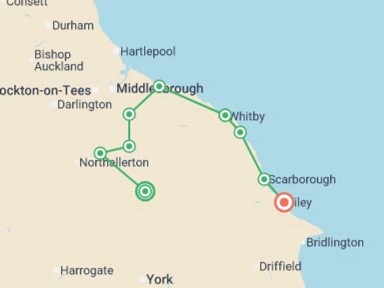 Map of Europe Explorer Tour with 9 destination visits for the trip: The Cleveland Way