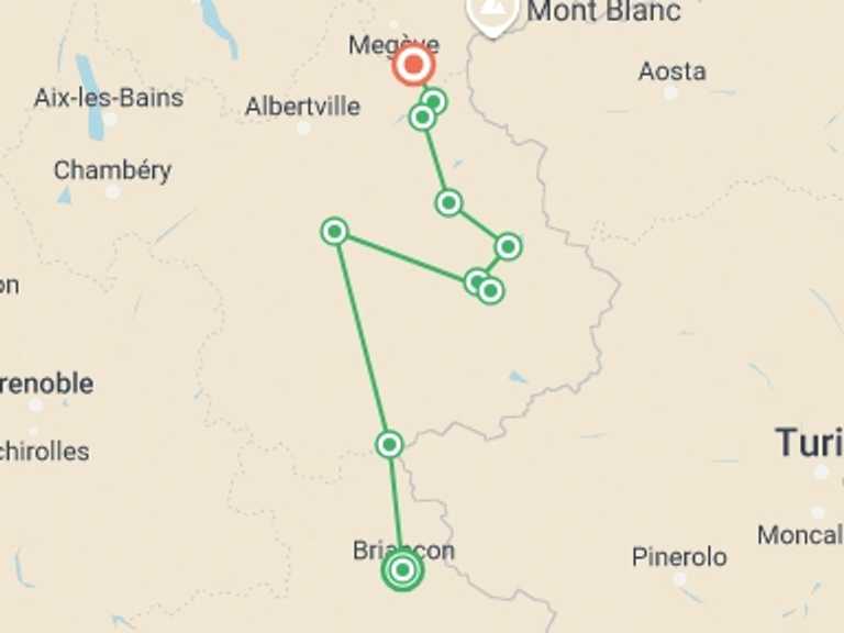 Map of France Tour with 9 destination visits for the trip: GR5 Alps Crossing