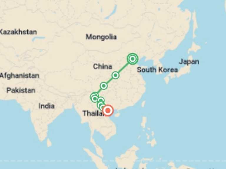Map of Asia Tour with 11 destination visits for the trip: China & Vietnam: Beijing to Sapa Adventure