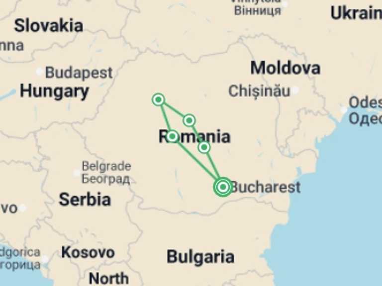 Map of Europe Tour with 6 destination visits for the trip: Halloween in Transylvania Tour with 3 Halloween Parties