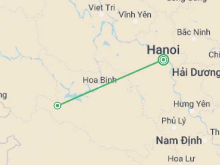 Map of Vietnam Tour with 2 destination visits for the trip: Adventure In Mai Chau 2 Days 1 Night