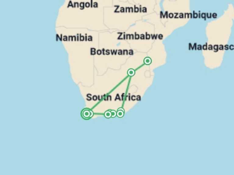 Map of Port Elizabeth Explorer Tour with 9 destination visits for the trip: Ultimate South Africa