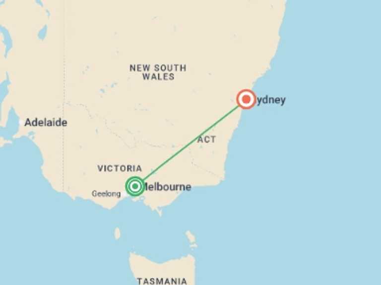 Map of Australia Tour with 3 destination visits for the trip: Essential Australia