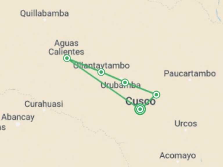 Map of Peru Tour with 5 destination visits for the trip: Essential Cusco: Small Group Tour
