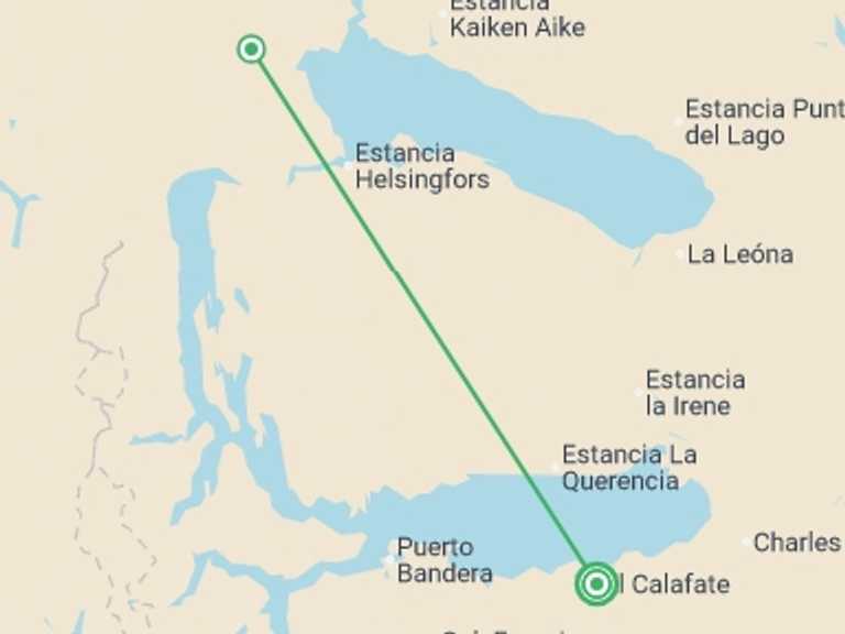 Map itinerary of South America Tour in March 2027 with 2 destination visits for the trip: Argentina:  El Calafate Express - 4 Days