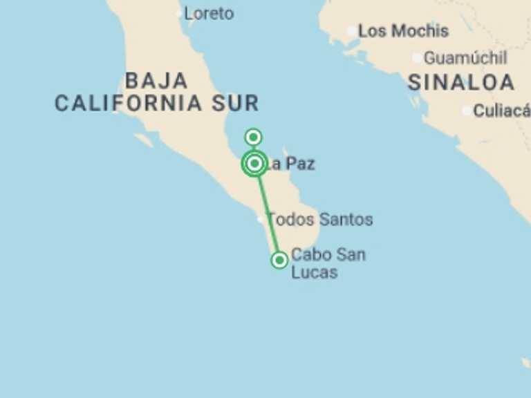 Map of North America Tour with 1 destination visits for the trip: Baja's Cultural Odyssey & La Paz Seashore Elegance 6D/5N