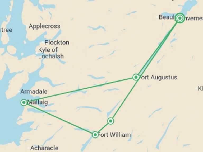 Map of Inverness Explorer Tour with 1 destination visits for the trip: Harry Potter Train & The Scenic Highlands (9.30am Departure)