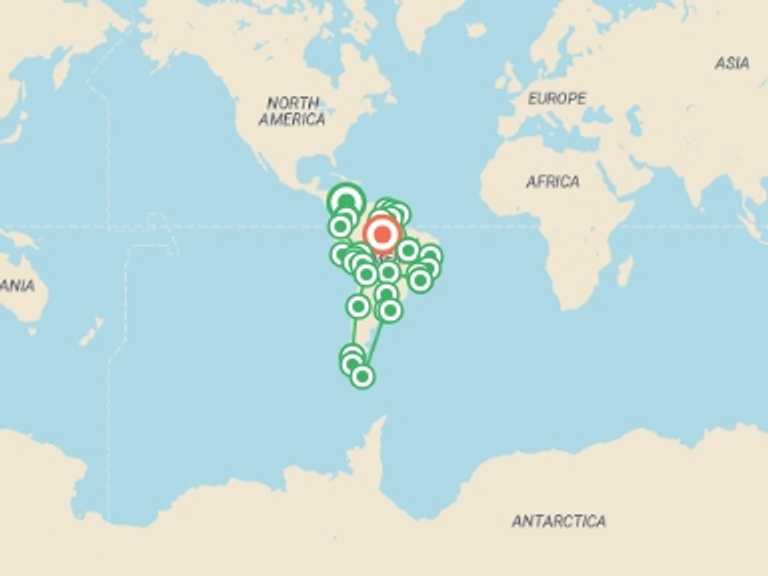 Map of Quito Tour with 32 destination visits for the trip: Cartagena To Manaus Inc. Guianas