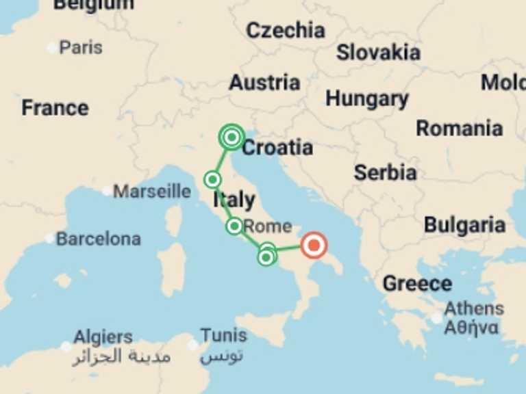 Map of Rome Explorer Tour with 8 destination visits for the trip: Italy Unveiled: Discover Italy from North to South