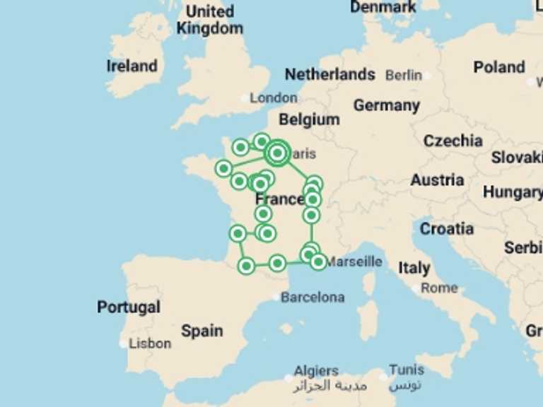 Map itinerary of Dijon Tour in Winter with 10 destination visits for the trip: Explore your France