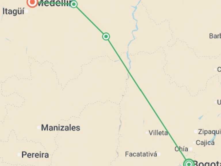 Map itinerary of Bogota Tour in May 2026 with 4 destination visits for the trip: Essential Colombia