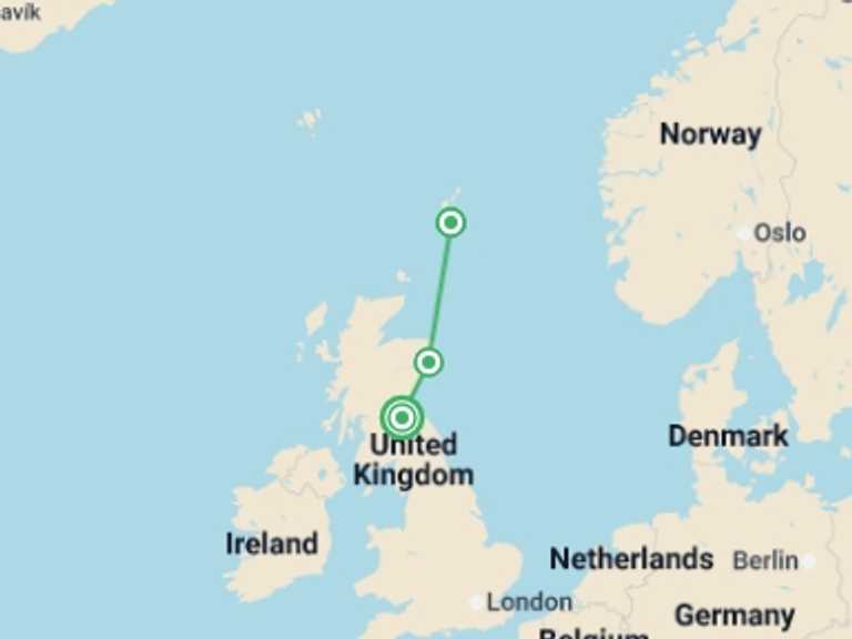 Map of Europe Tour with 4 destination visits for the trip: Up Helly Aa