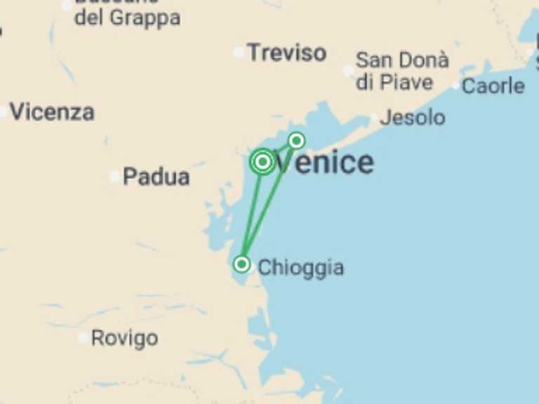 Map itinerary of France Tour in Summer with 3 destination visits for the trip: Family Club - Timeless Venice (port-to-port package)