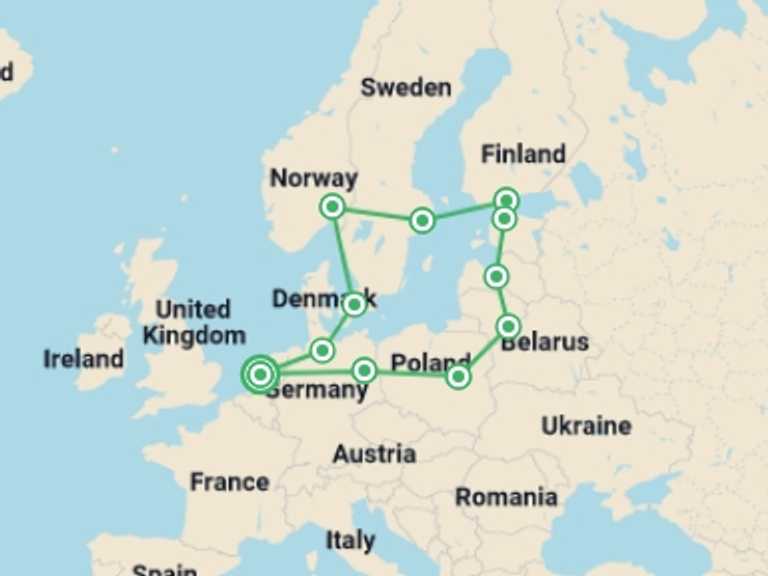 Map of Berlin Tour with 11 destination visits for the trip: Northern Explorer Christmas & New Year