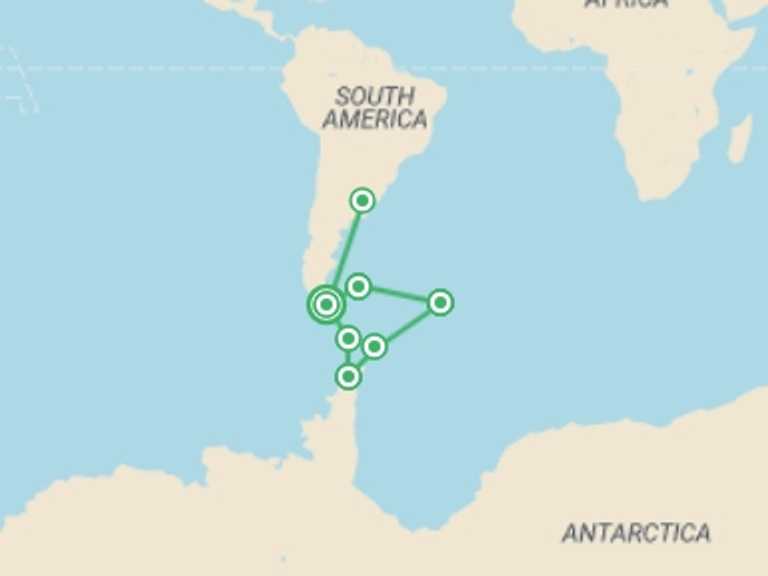 Map of Buenos Aires Polar expeditions and cruise Tour with 7 destination visits for the trip: Falklands, South Georgia and Antarctic Peninsula - M/V Ushuaia
