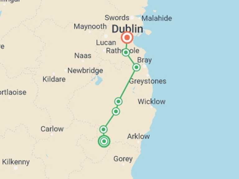 Map of Ireland Tour with 8 destination visits for the trip: The Wicklow Way - 7 Days