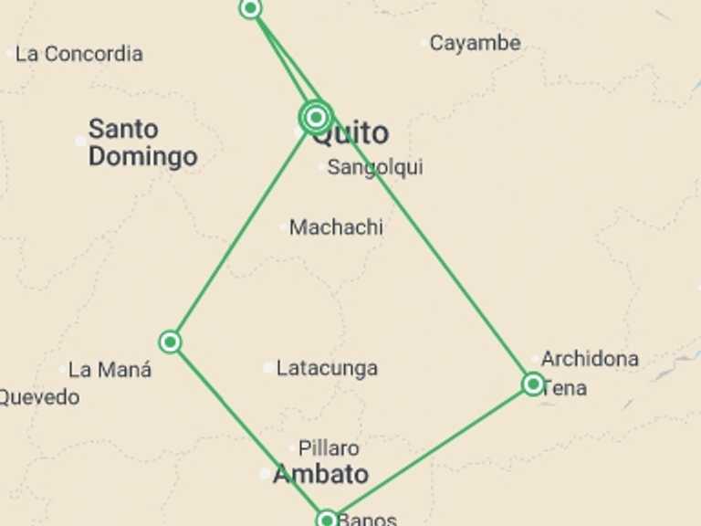 Map of Quito Cultural, religious and historic sites Tour with 5 destination visits for the trip: Enchanted Ecuador: Rainforest, Andes, and Culture 9D/8N
