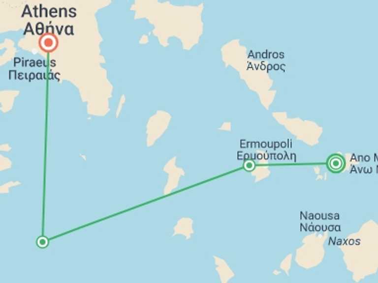 Map of a Shopping and Markets Tour with 4 destination visits for the trip: Sailing Greece - Mykonos to Athens