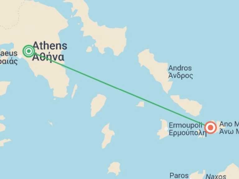 Map of Greece Chill out Tour with 2 destination visits for the trip: Mykonos Experience 7D/6N