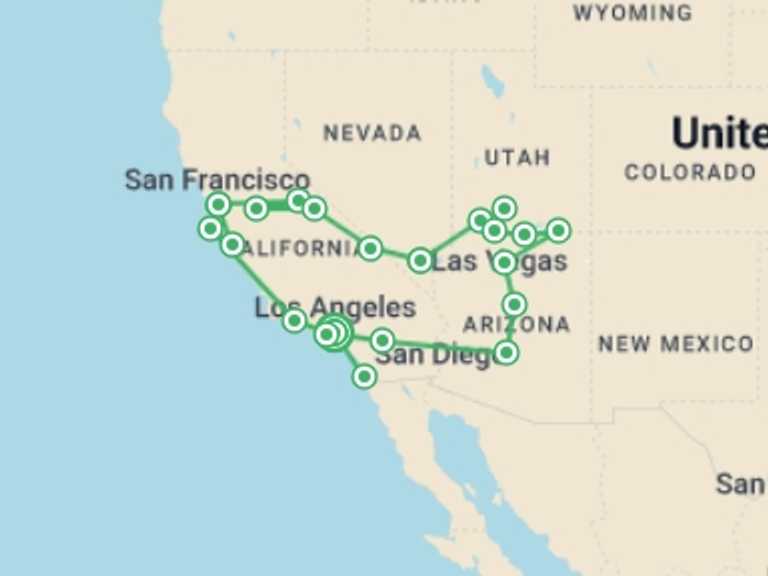 Map of San Francisco City sightseeing Tour with 11 destination visits for the trip: America's Western Discovery
