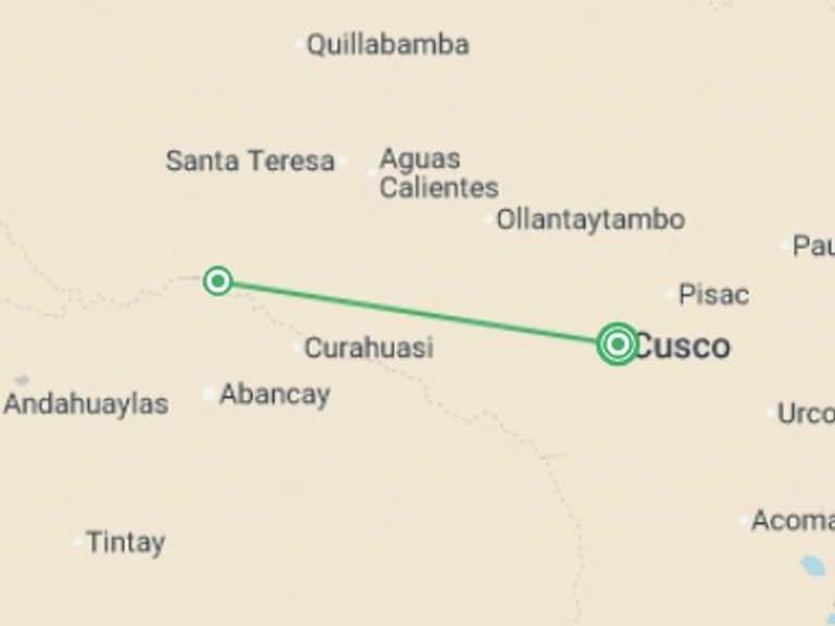 Map of 5-Day Cusco Tour with 2 destination visits for the trip: Trek to Choquequirao