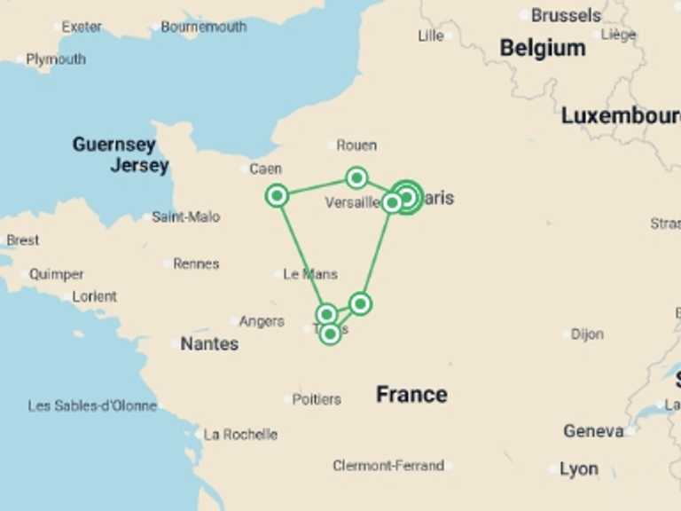 Map of Paris Tour with 3 destination visits for the trip: France Family Journey: From Paris to Normandy and Beyond