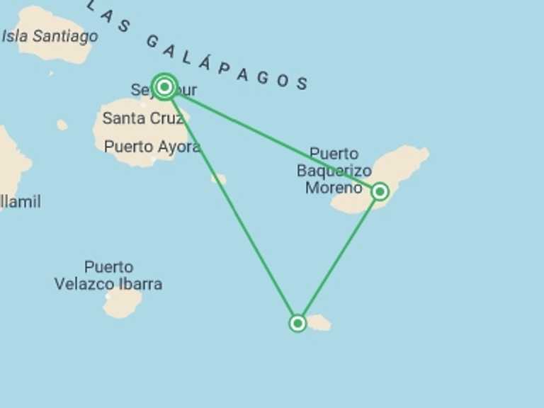 Map of a Marine wildlife Tour with 4 destination visits for the trip: YACHT LA PINTA HUMBOLDT ISLES EXPEDITION (Thurs - Mon)