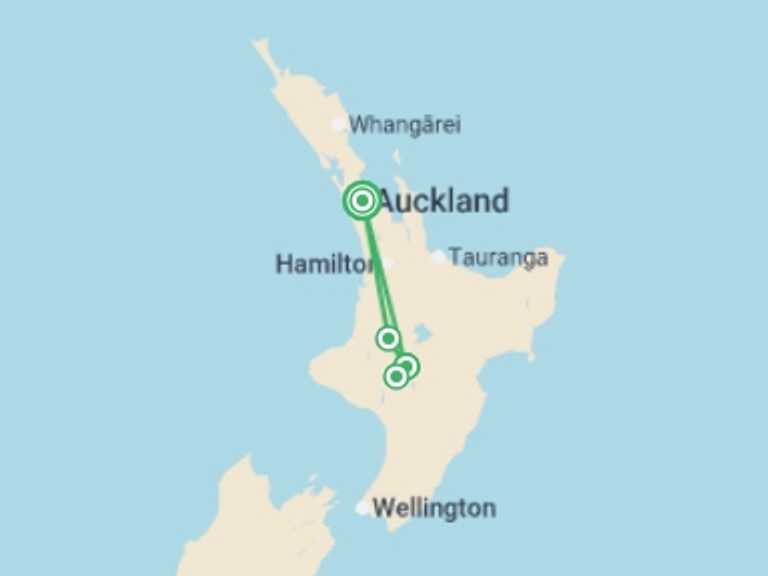 Map of a Adventure and sport Tour with 2 destination visits for the trip: Walk New Zealand's Tongariro Crossing