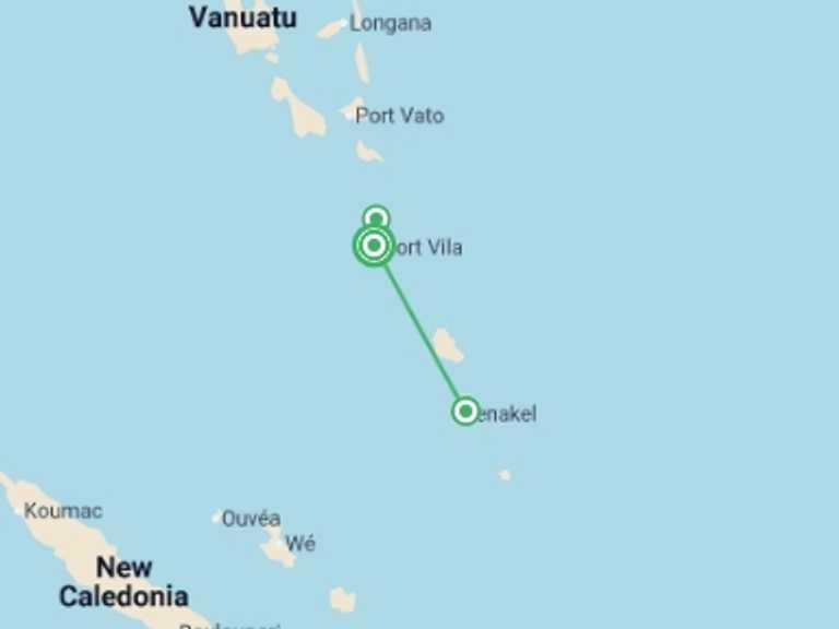 Map of a Beach Tour with 3 destination visits for the trip: Vanuatu Expedition