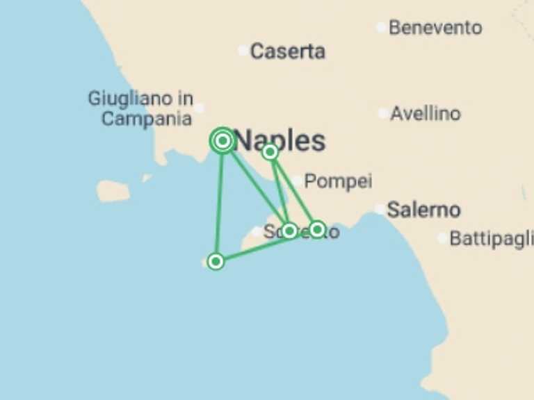 Map of Italy Tour with 6 destination visits for the trip: Amalfi Coast Family Adventure