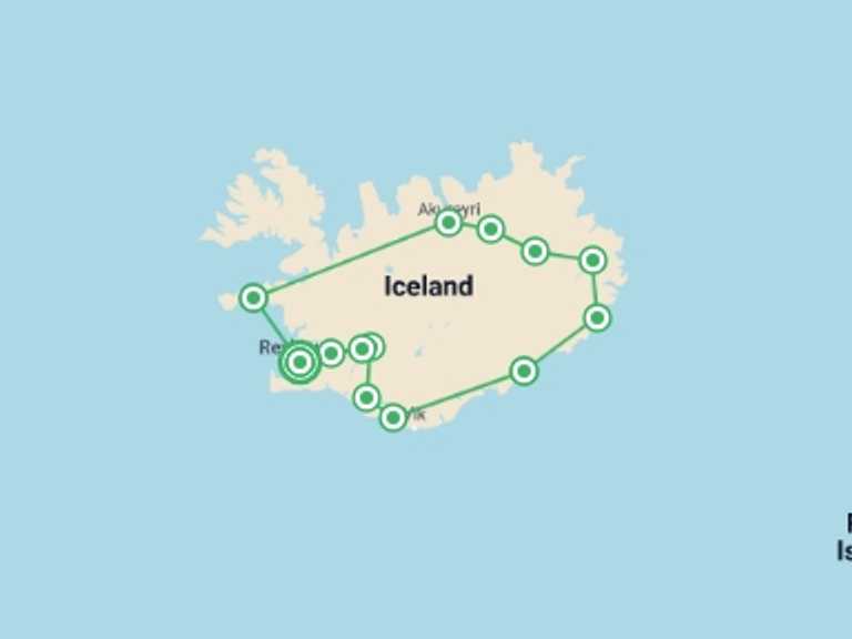 Map of a Waterfalls Tour with 6 destination visits for the trip: Iceland Discovery
