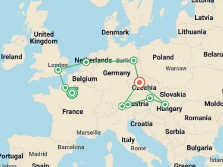 Map itinerary of London Tour in Winter with 11 destination visits for the trip: Best of European Capitals