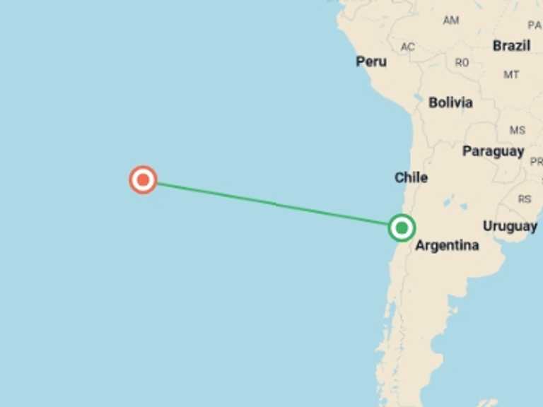 Map of 4-Day Chile Tour with 4 destination visits for the trip: 4-Day Easter Island Adventure Tour