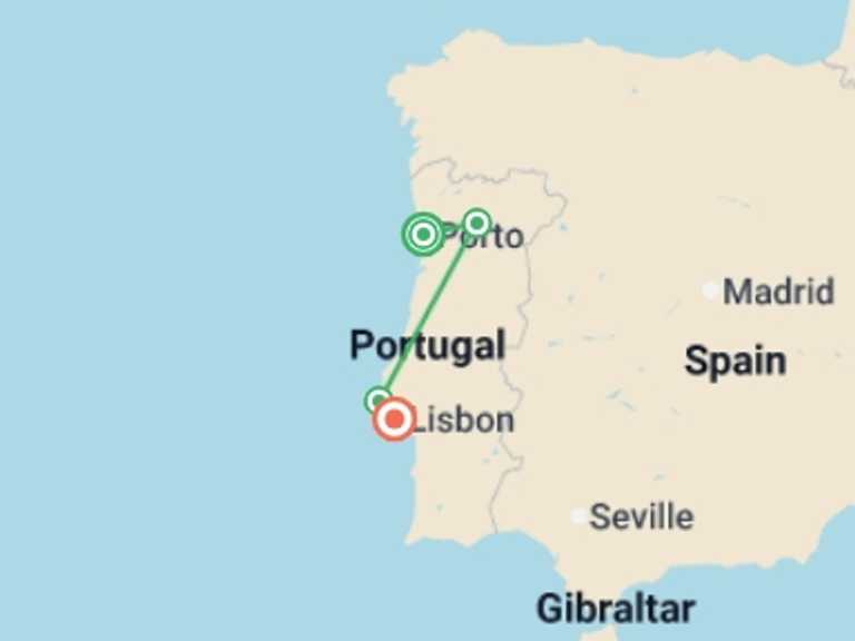 Map of Douro Valley Tour with 4 destination visits for the trip: Portugal Uncovered - Small Group