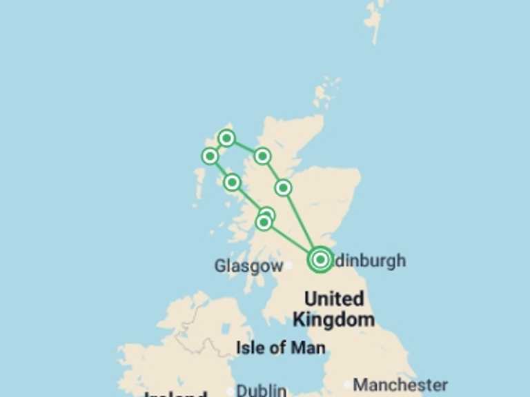 Map of a Explorer Tour with 4 destination visits for the trip: Outer Hebrides & Skye Explorer - 6 days