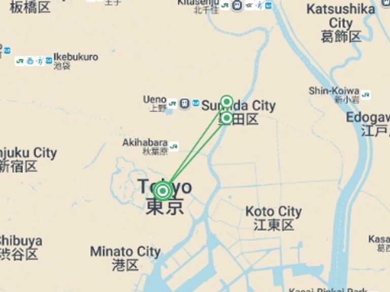 Map of Tokyo Cultural, religious and historic sites Tour with 1 destination visits for the trip: Tokyo Welcome Package 4D/3N (without Airport Transfer)