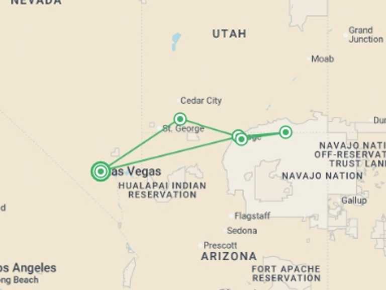 Map of a Canyoning Tour with 3 destination visits for the trip: Wild West Express - 3 days