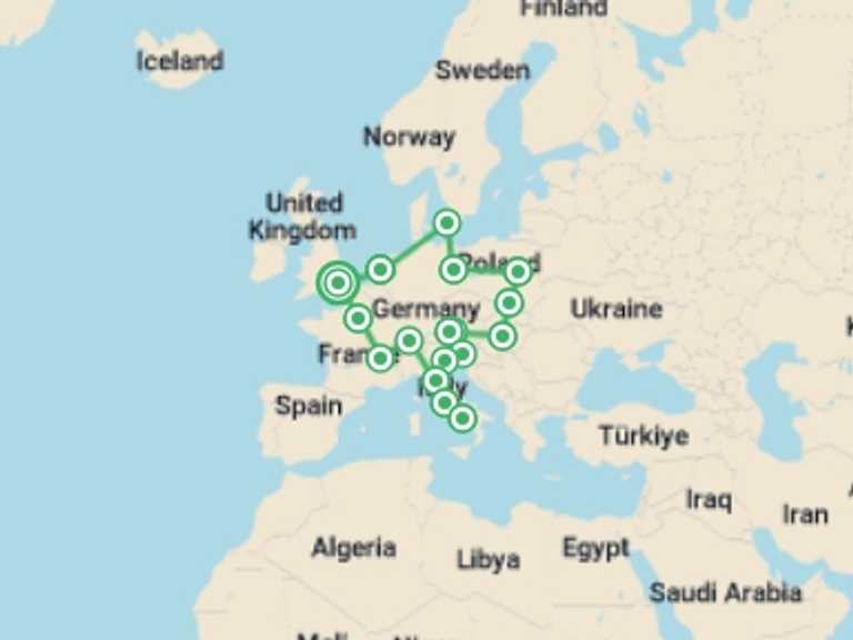 Map of London Art and architecture Tour with 16 destination visits for the trip: European Vistas