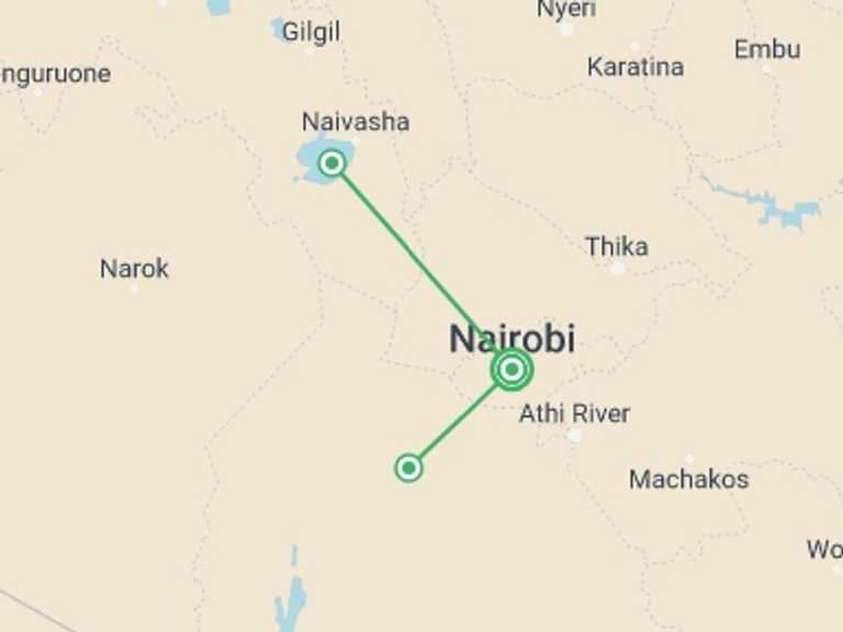 Map of Kenya Tour with 1 destination visits for the trip: Insights into Kenyan Life