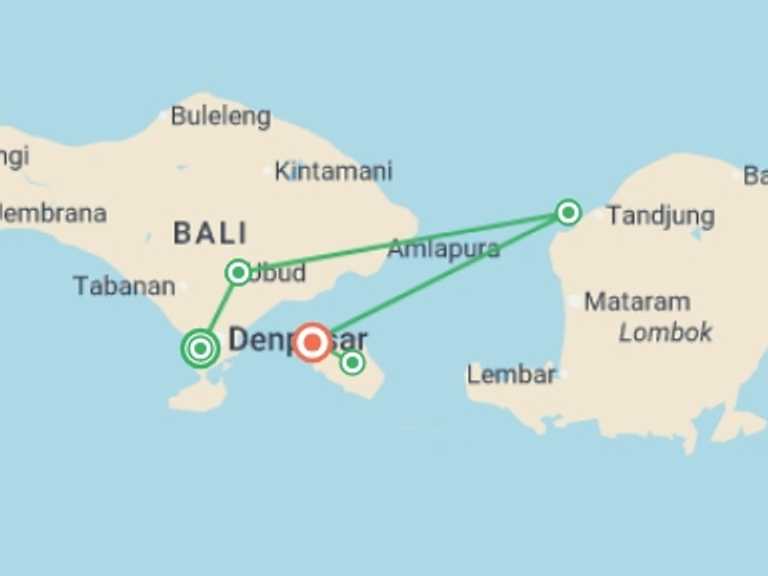 Map of Seminyak  Explorer Tour with 4 destination visits for the trip: Highlights of Bali - 10 days