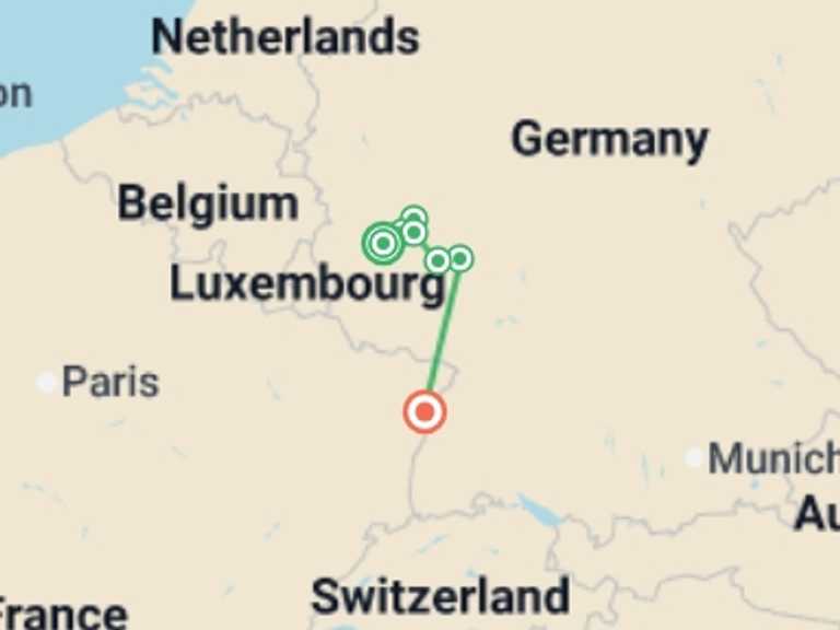 Map of 5-Day Strasbourg Tour with 5 destination visits for the trip: The Rhine & Moselle (port-to-port cruise)