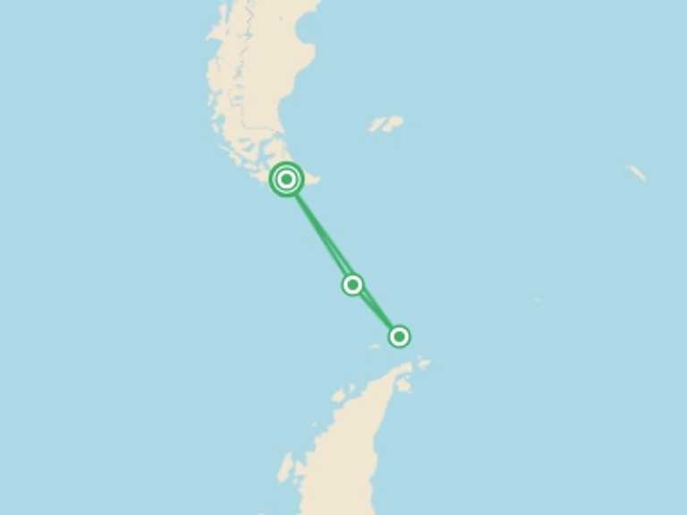 Map of Ushuaia Explorer Tour with 3 destination visits for the trip: Antarctica Explorer - 10 days