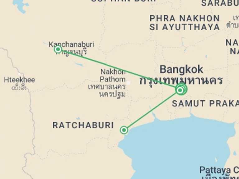 Map of Thailand Tour with 1 destination visits for the trip: Must See Bangkok, City Break, Small Group Tour